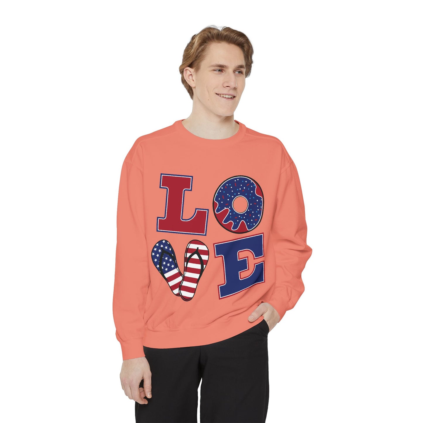 Love-Themed Unisex Garment-Dyed Sweatshirt - Perfect for Holidays and Everyday Comfort