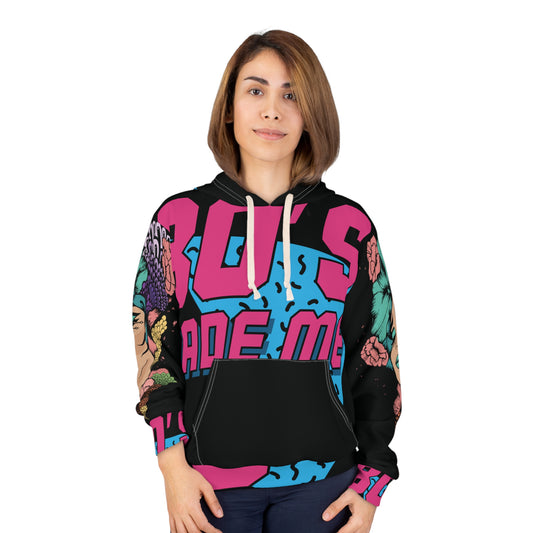 80's Made Me Unisex Pullover Hoodie - Retro Floral Design