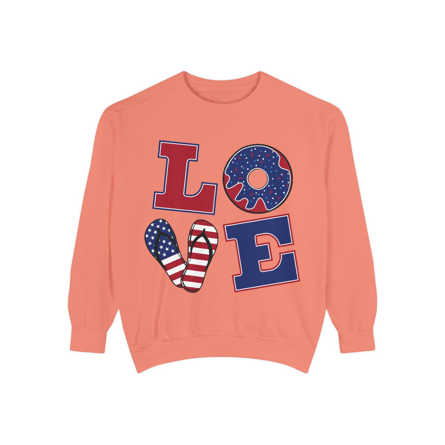 Love-Themed Unisex Garment-Dyed Sweatshirt - Perfect for Holidays and Everyday Comfort