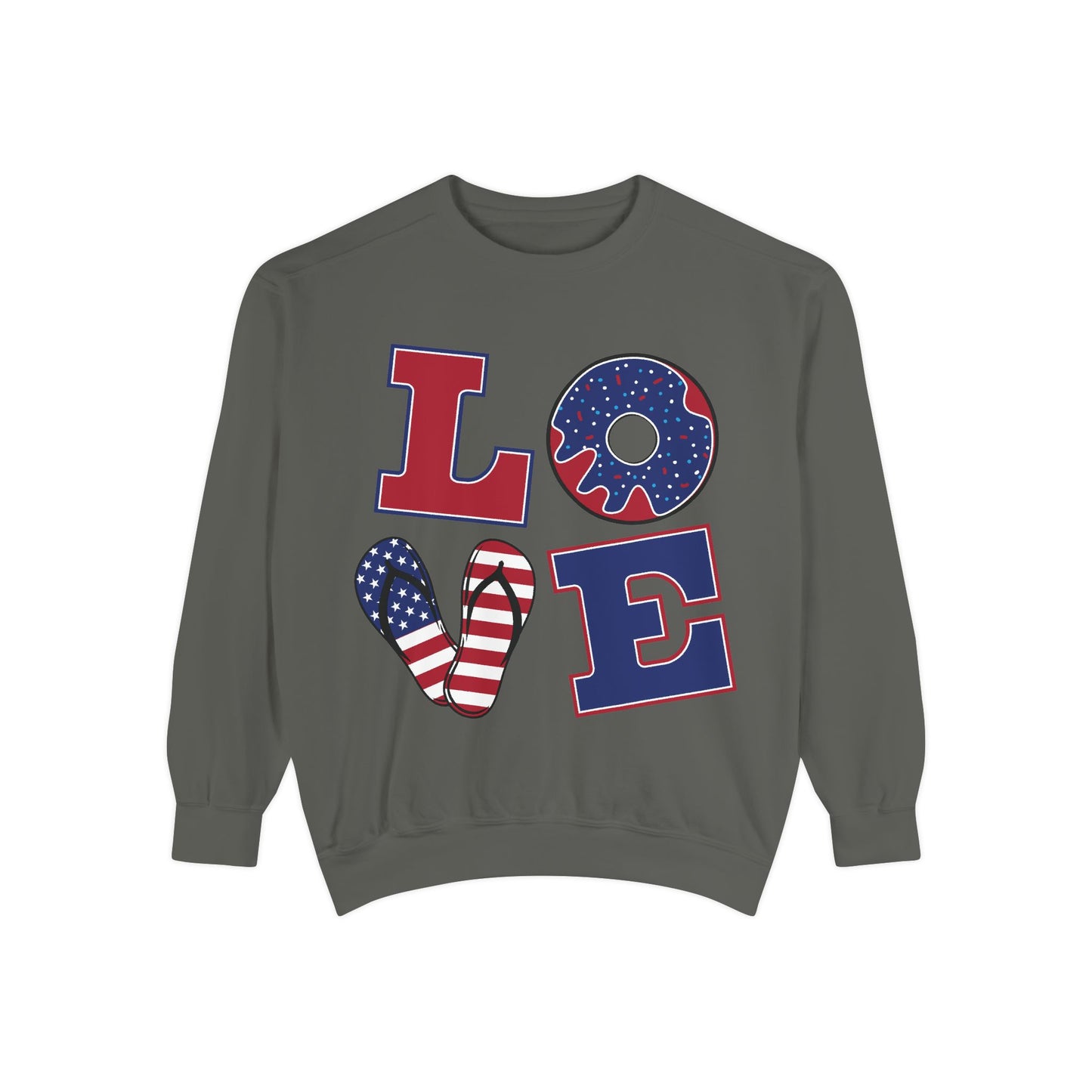 Love-Themed Unisex Garment-Dyed Sweatshirt - Perfect for Holidays and Everyday Comfort