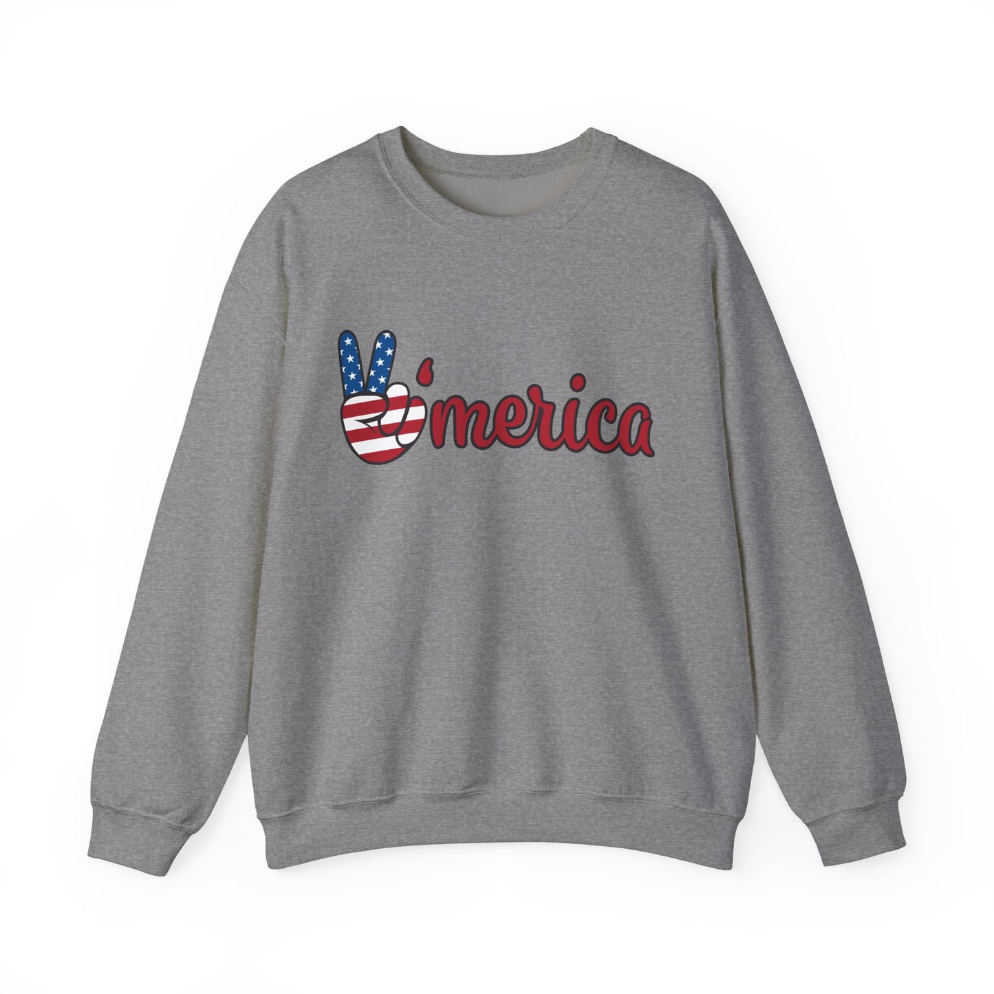 Unisex Heavy Blend™ Crewneck Sweatshirt - 'Peace Amercia' Graphic