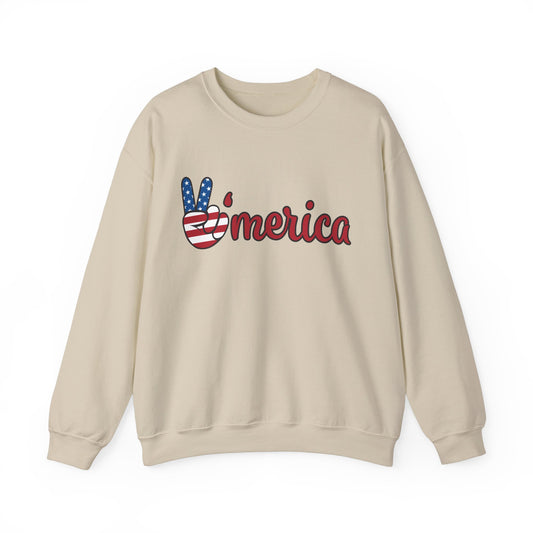 Unisex Heavy Blend™ Crewneck Sweatshirt - 'Peace Amercia' Graphic